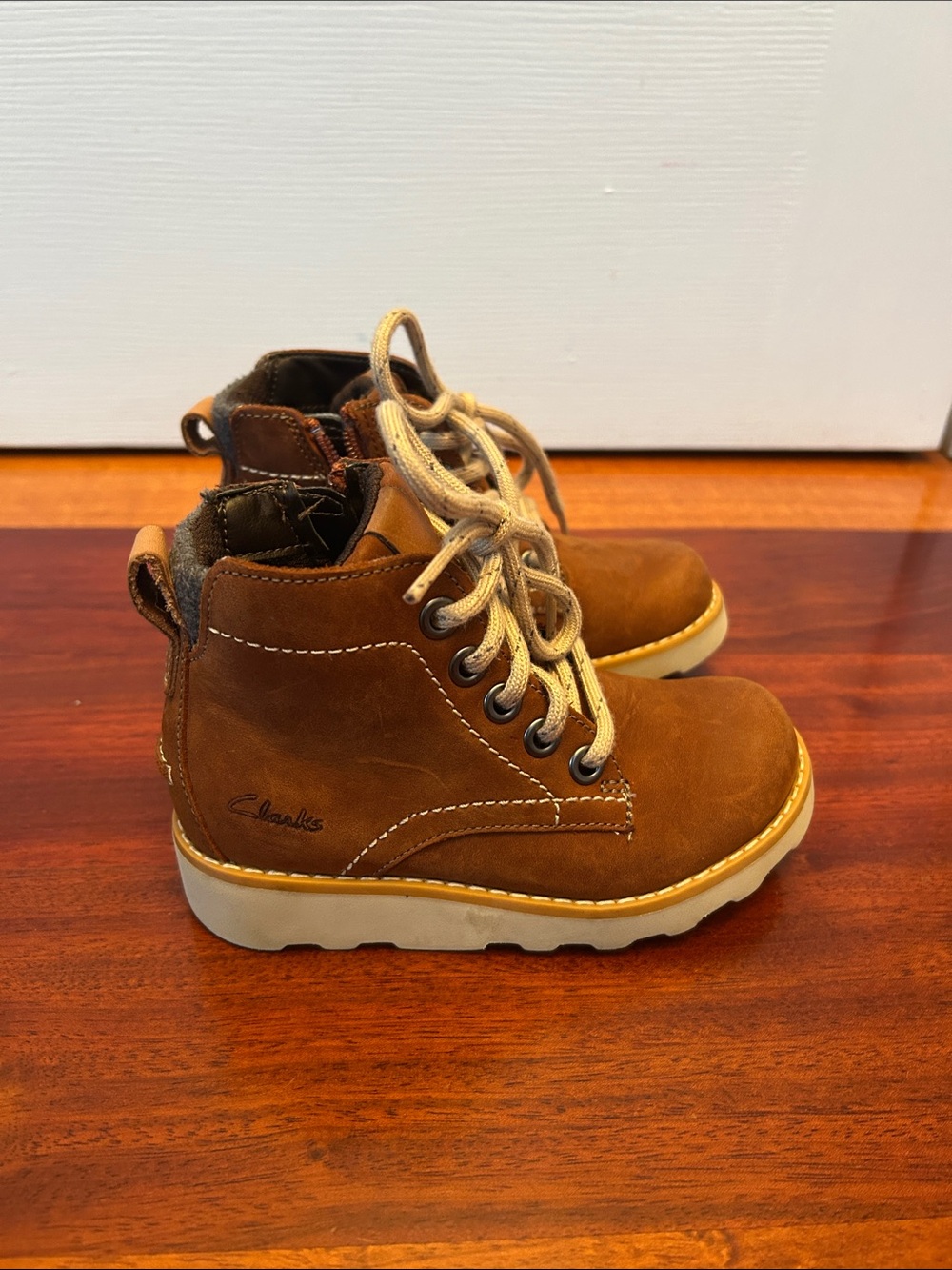 Clarks Kids Chestnut Brown Leather Lace-Up Boots